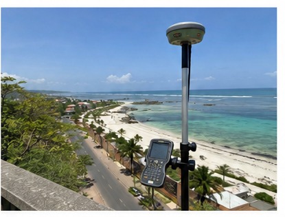 Seline Consultants surveying with GNSS equipment along the Kenya coast
